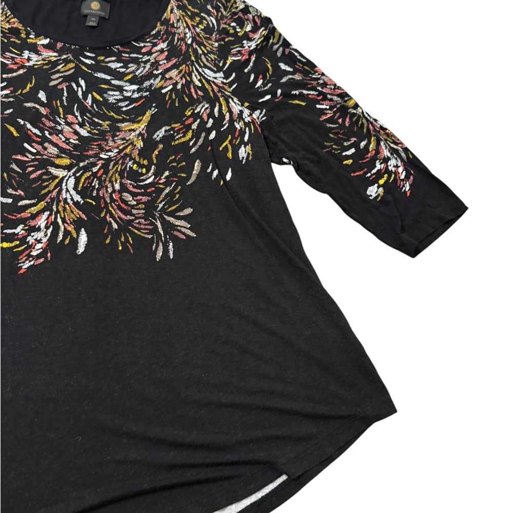JM Collection Black Tunic with Multi-Color Brushstroke Floral Print Size XXL - Picture 11 of 13